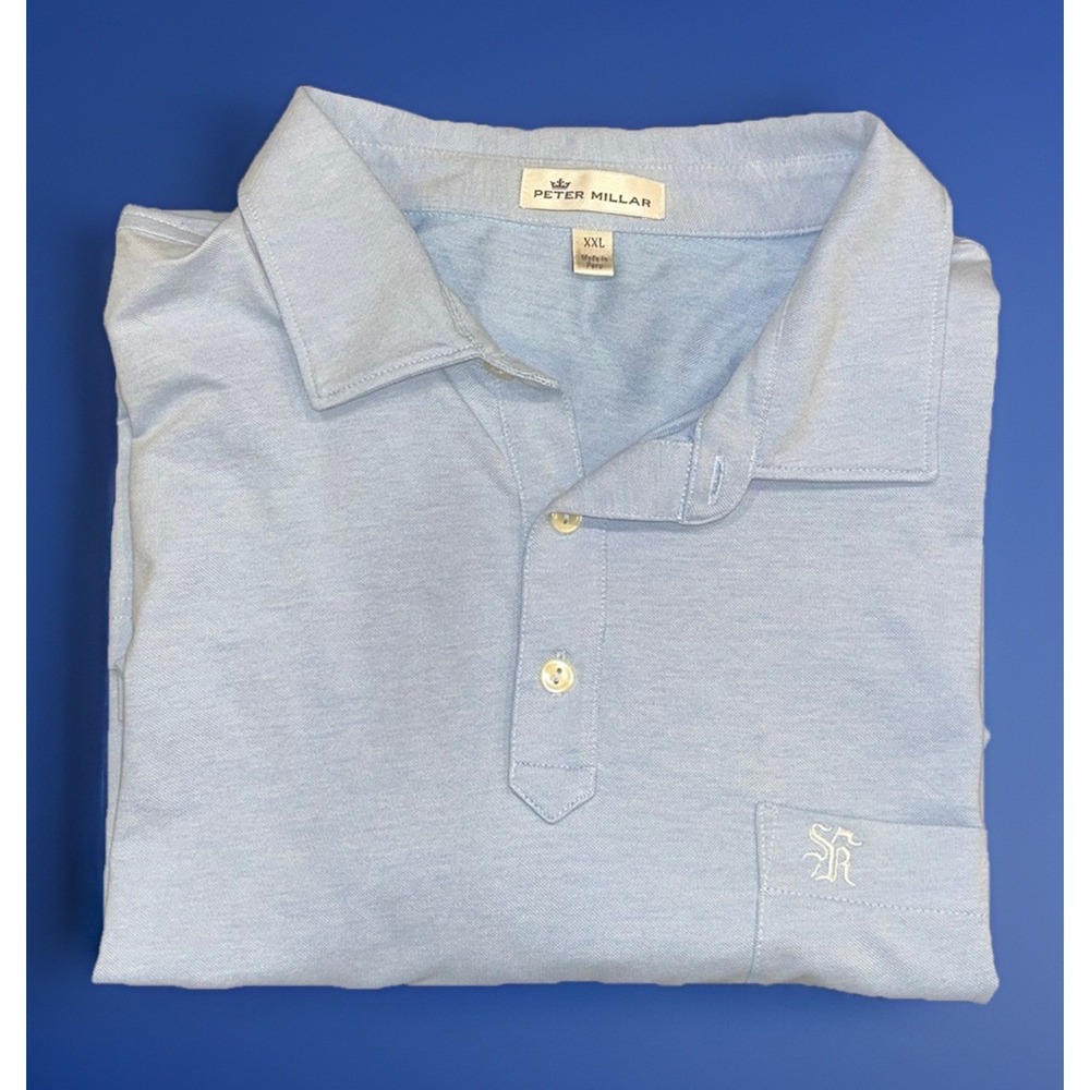 Peter Millar Everyday Pocket Golf Polo Blue Embroidered Work Travel Size XXL